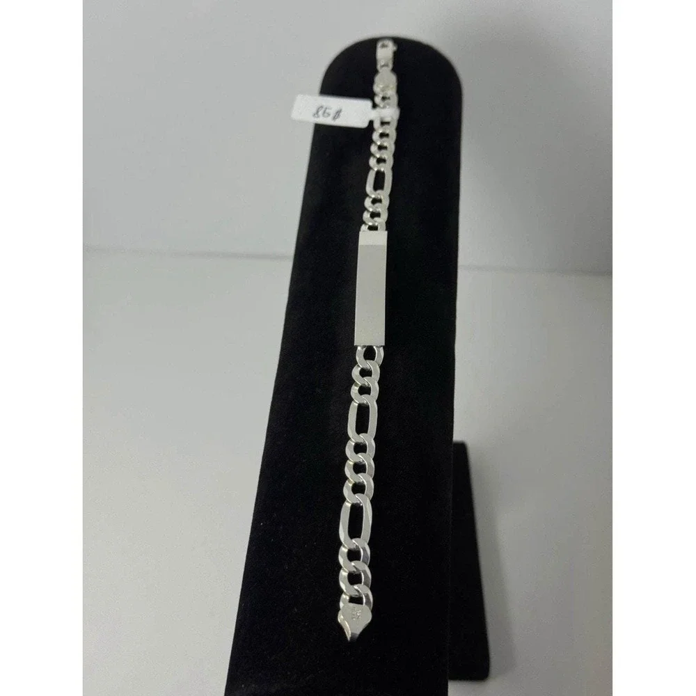 Esclava fígaro con plaquita - plata 925 8 inch